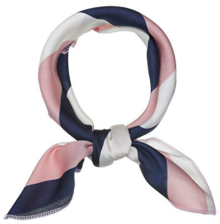 sourcing map 50cm Stripe Print Square Neck Wrap Scarves Head Scarf Kerchief Neckerchief Bandana for Women Pink White