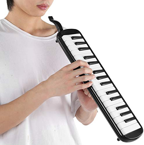 VGEBY IRIN Melodica-set, 32 tangenter för blåsinstrument, bärbar med bärväska, lämplig för vuxna, barn, nybörjare, övning (svart), blåsinstrument