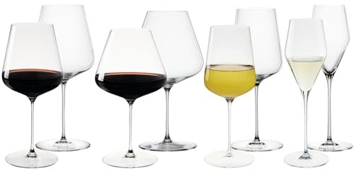 Spiegelau Definition Weingläser-Set 8-teilig | Bordeauxgläser (750 ml), Burgundergläser (960 ml), Universalgläser (550 ml), Champagnergläser (250 ml) | Made in Germany | Kristallglas