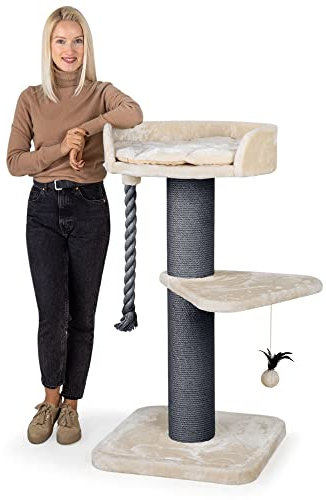 HAPPYPET Premium Kratzbaum Grosse Katzen Stabil 'Felix' - Katzenbaum, Kletterbaum, für Maine Coon, Natursisal, Dicke Stämme mit 18 cm, 120 cm Hoch