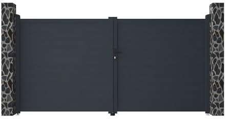 Vente-unique - Portal batiente Aluminio Completo L355 x 181 cm Antracita - Nazario