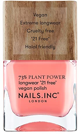 Nails.INC 73% Plant Power Nail Polish, Long Lasting Nail Color Lasts Up to 10 Days, Quick Drying, Cruelty Free, Vegan, 21 Free Formula, Zero Waste Pro, (14ml)