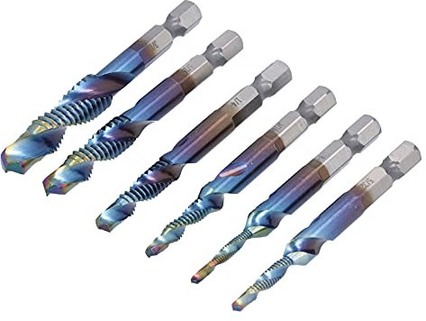 Spiralgewindebohrer-Kombinationssatz aus Massiven Zölligen Gewindebohrern Zum Schneiden, Gewindeschneiden und Bohren