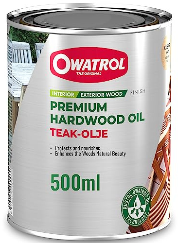 OWATROL® Teaköl für Gartenmöbel [0,5 L]- Teakholz Öl Aussen - Terrassenöl - Teakholz Öl Pflege - Hartholzöl - Öl für Gartenmöbel - Yacht und Teaköl - Holzlasur Aussen Teak - Holzschutz Öl (0,5 Liter)