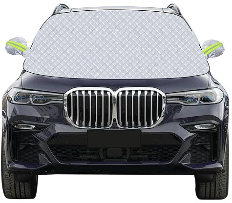 Mengine Car Windscreen Cover, Snow UV Ice Protection Car Windshield Cover with 9 Hidden Magnets & Side Wing Mirror Covers, Windshield Frost Guard Fit for Cars in All Weather (157 * 126cm)