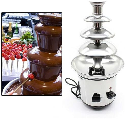 Fontaine à Chocolat à 4 5 6 7 Niveaux Fontaine à Chocolat en Acier Inoxydable Fontaine à Chocolat Retro Look Fondue à Chocolat 150 Watt Cascade à Chocolat,4Tier B
