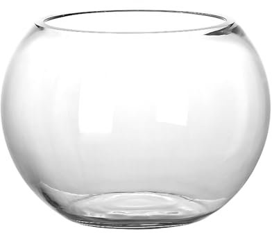 Wensmy Glass Fish Bowl - Round, 20cm, 200ml, Betta & Goldfish, Shatter Resistant, Compact, Indoor, Aquarium, Handmade, Desktop Decoration