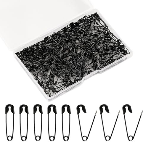 200 Pcs 19mm Mini Safety Pins Bulk Rust-Resistant for Clothes Sewing Arts Craft Costume Handicrafts Jewelry Making (Black)