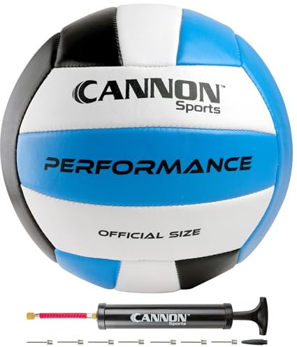 Cannon Sports Official Size Volleyball - Waterproof Soft PU Cover for Indoor Outdoor Volleyball – Perfect for Team Games, Training, Recreational, Beach Play - Pump Included (Black/White/Royal Blue)
