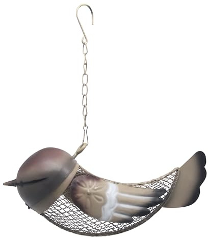 Dehner Natura Premium foderstation Rio, dekorativ foderstation för vilda fåglar, foderdispenser robust/hållbar, inkl. upphängningsanordning, ca 26,8 x 12 x 8,5 cm, metall, brun