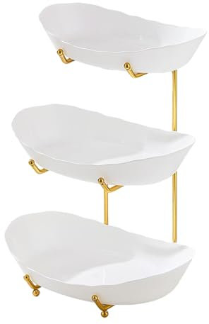 Cuenco de frutas para estantes de cocina, cesta para cuenco de frutas para encimera de cocina | Bandeja de servir o servicio de nivel múltiple de 3 niveles