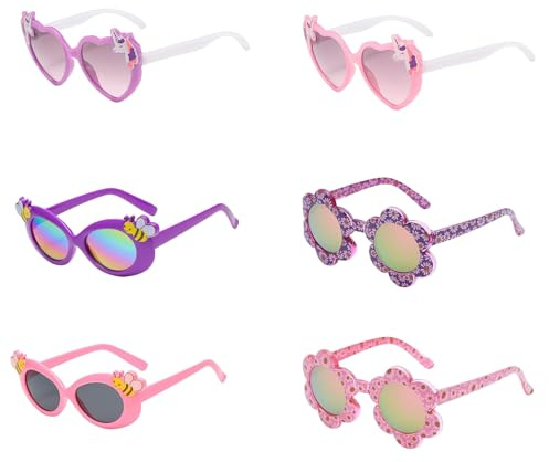 Syylqyr 6 PCS Birthday Sunglasses, Rainbow Sunglasses, Suitable for Birthday Parties Outdoor Beach