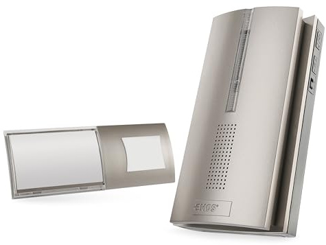 EMOS Set campanello senza fili con funzione ripetitore, portata illimitata, volume a 5 livelli fino a 85 dB, display a LED, 16 melodie, funzione di memoria, funzionamento a batteria