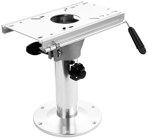 Höhenverstellbare Bootssitzbasis Aus Aluminium, Stuhlfuß Boot Basis Mit Verriegelung Und Gleitschiene (33 cm Bis 48 cm), Bootssitzbasen, Seat Pedestal Sitzpodest,360 Grad Schwenkbar Abschließbar