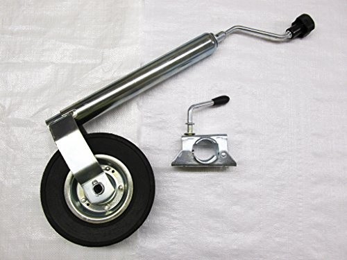 Heavy Duty Caravan Jockey Wheel & Clamp 48MM (150KG Trailer Metal Rim Wind Up Handle)