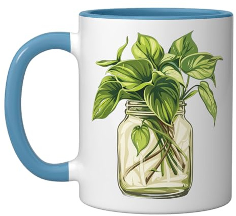 Hosta In A Glass Jar Ceramic Mug, Blue/White