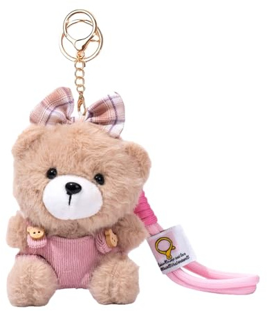 Auroriel Piccolo Orso con Piatti Rosa Carino Portachiavi Orso di Peluche Portachiavi Regalo per Borsa a Mano Portafoglio Zaino Ciondolo, Accessori, Decorare