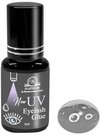 Colla per ciglia UV grigia – Colla UV grigia per estensione ciglia e colla UV per sistemi LED UV – Asciugatura rapida, duratura e anallergica – 5 ml