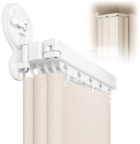 Duschvorhangstange mit Saugnäpfe,Mehrfachwinkel 3-Faltung 70–104CM Duschvorhangstange ohne Bohren,Teleskopstange Vorhang Für Fenster,Raumteiler und Küchen