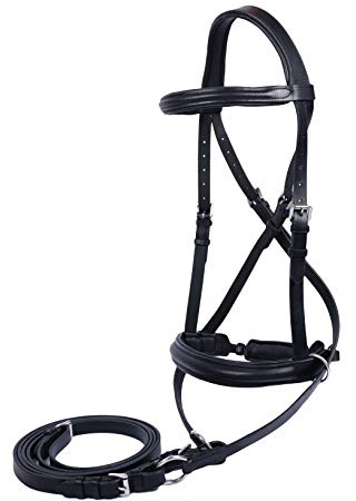 Genuine English Leather Crossover |Crossunder Bitless Bridle Headstall with Reins