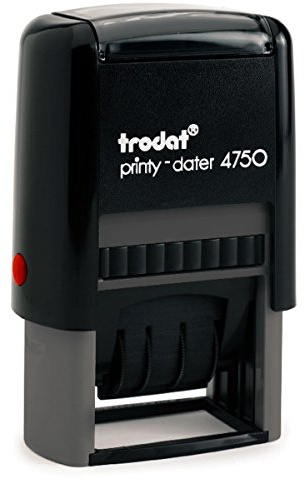 Trodat 4750 Professionell datumstämpel med 2-färgs bläckdyna blå/röd + textval
