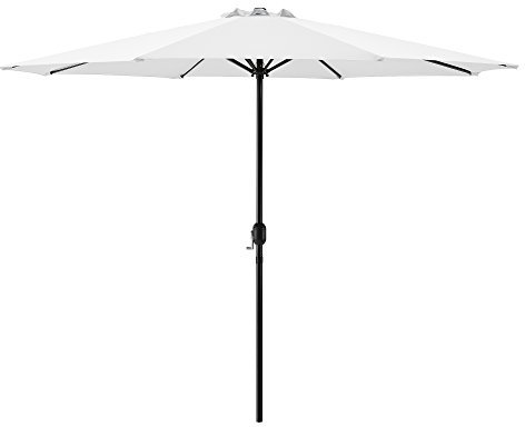 casa.pro Sombrilla Sonn 300 x 230 cm con Manivela para Jardín Patio Terraza Balcón Repelente al Agua Parasol Vara de Acero Blanco