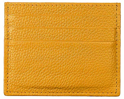 Hibate (Amarillo Mini Cuero FRID Tarjetero Fundas para Tarjetas de Crédito Cartera Hombre Mujer Señoras Niña Niño Piel Billetera