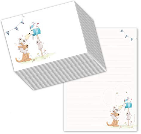 Schreibblock/Briefblock POST FÜR DICH DIN A5 (liniert 50 Blatt) inklusive 20 passenden Umschlägen/Briefpapier Set