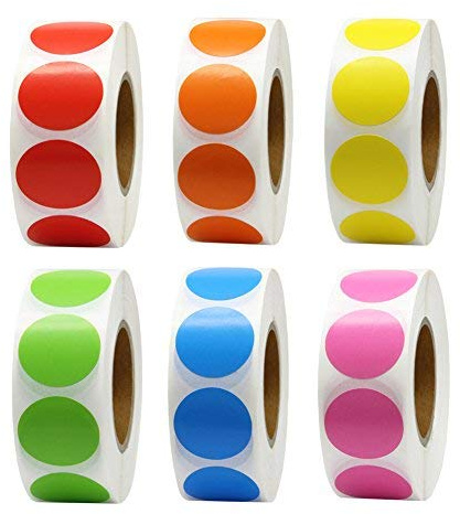 Hcode 1 Inch Color Coding Label Garage Sale Blank Yard Sale Price Stickers Round Colorful Permanent Adhesive Dots Stickers Glossy Writable Paper Labels 6000 Pieces