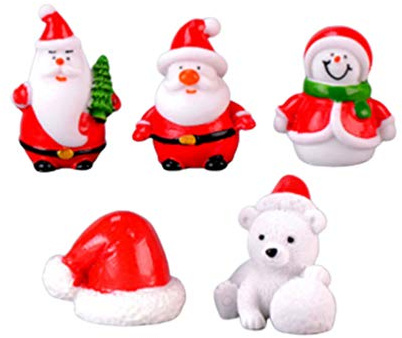 NUOBESTY 5 pièces Noël Ornement Résine en Forme de Père Noël Bonhomme de Neige Ours Chapeau de Noël Décoration Figurine Statue de Table Noël Accessoires Fournitures