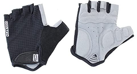 Contec Fahrrad Handschuh kurz 'Crosso', Schwarz/Neogrey, Innenhandpolsterung, Pull-Off-System, guter Grip, Frotteedaumen, E-Bike, S, M, L, XL, XXL, Größe:M