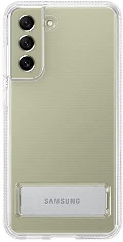 Samsung Clear Standing Cover Smartphone Cover EF-JG990 für Galaxy S21 FE, Handy-Hülle, ausklappbarer Standfuß, Schutz Case, stoßfest, Transparent