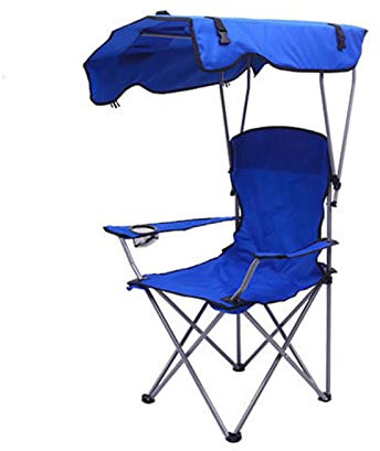 Yadlan Strandstuhl Klappbar Leicht Tragbar, Campingstuhl Ultraleicht Faltbar, Extra Breit Camping-Stuhl Hochlehner, Wetterfest Sonnenschutz Angelstuhl mit Sonnendach Blau