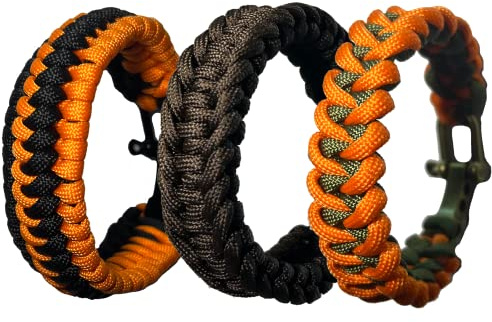 KUDAAL Paracord Bracelets Tactical Bracelet Survival Bracelet Straps Paracord Bracelet for Hiking, Camping, Fishing and Outdoor Activities, 3 PC