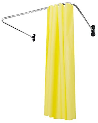 ARIIKON Duschvorhangstange Schwarz U Form Ohne Bohren Duschstange Verstellbare Duschvorhangwinkelstangen Edelstahl Duschvorhang Stangen mit Saugnapf für Badezimmer, Badewanne, 98 x 102 x 98 cm