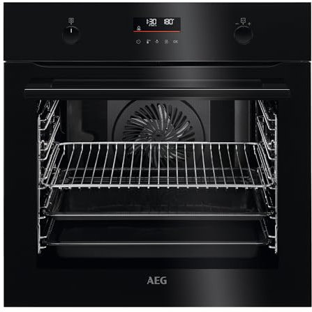 AEG BPK535060B Horno Multifunción con Limpieza Pirolítico(3 ciclos), 9 funciones, 45 programas automáticos, Cocción multinivel, Calentamiento rápido, Pantalla táctil, Negro, A+