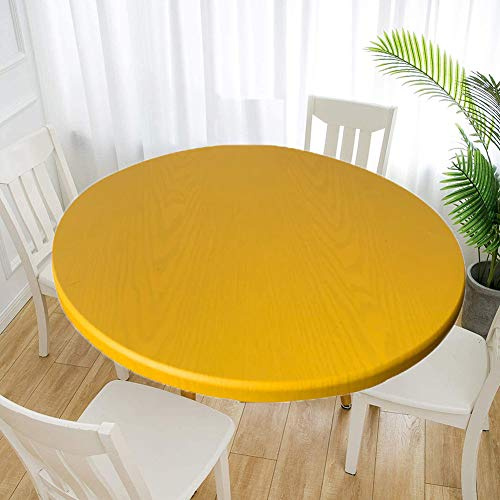 Cozomiz Elastische Tischdecke Gartentischdecke Rundtischdecke wasserdichte rutschfeste Abwischbar Schmutzabweisend Tischdecke Gelb 110cm Runde Enge Passform