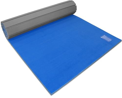 Meister FlexFloor Gymnastics & Cheer Mat - 10ft x 5ft Roll-Up Carpet Training Floor for Home & Gym - Blue