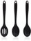 UEIOAVL Kochlöffel, 3 Stück Silikon-Kochlöffel Küchen-Silikonlöffel Rührlöffel, Kochlöffel Antihaft-Löffel für Küche Kochen Backen Rühren (20 cm langer Griff, schwarz)