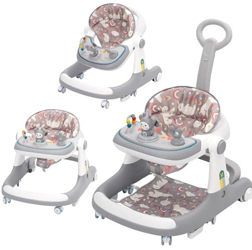 Arkyomi Baby Lauflernhilfe,3-in-1 Lauflernhilfe vom Sitzen zum Stehen, mehrfach abnehmbarer Modus, Unterhaltungs-Lern-Baby-Aktivitätstisch für Babys, Jungen und Mädchen grey