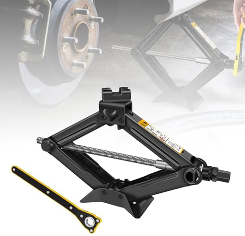 2T Scherenwagenheber mit 360°-Aktivitätskopf & Ratschenschlüssel – Universal-Wagenheber für PKW, SUV, MPV (Max. Höhe 39cm) – Tragkraft 2000kg