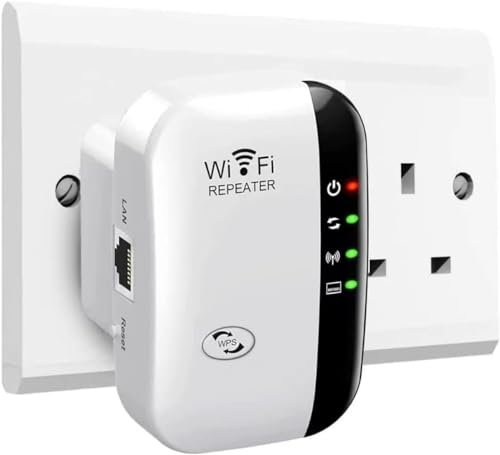 Ubcwin 2025 Newest WiFi Extender, WiFi Booster, WiFi Repeater, Covers Up to 3000 Sq.ft and 45 Devices, Internet Booster - with Ethernet Port, Quick Setup, Home Wireless Signal Booster, UK plug- White
