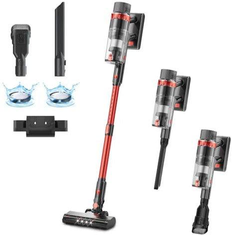 Aspiradora sin Cable, 48KPA/70Mins Escoba Aspiradora sin Cable con Pantalla Táctil LED/Cepillo Anti-Enredo Mejorado,Aspirador Vertical con Autoportante,Aspiradora para Suelo/Alfombra/Pelos de Animales