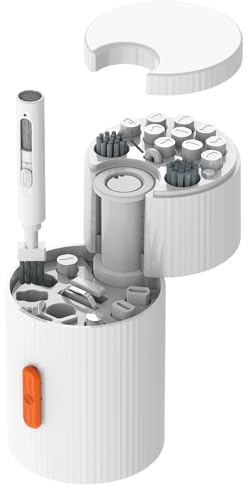 Ryaacphi Multi-Functional Electronics Cleaning Kit, Charging Port Cleaner, for Mobile Phones, Headphones, Computer, Monitor, Camera Lens, White