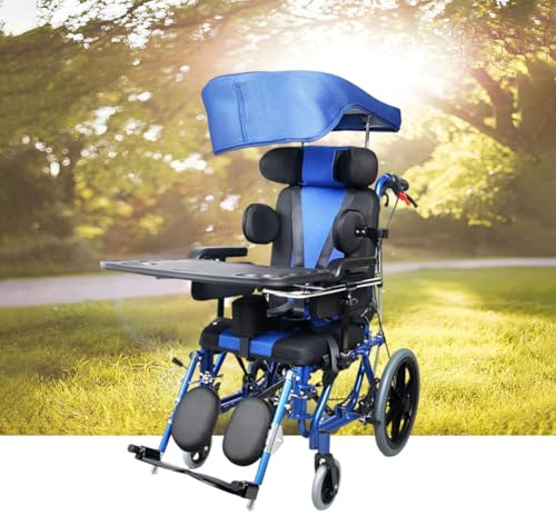 PA-DABAOO Fauteuil Roulant Pour Adulte/Enfant Atteint De Paralysie Cérébrale, Fauteuil Roulant Inclinable À Dossier Haut Fonctionnel, Fauteuil Roulant De Mobilité Léger,Children
