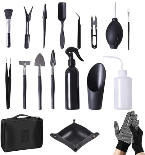 yolzhxe 18 Piezas Kit Jardineria, Kit Cuidado Bonsai con Guantes