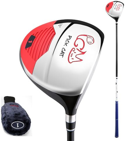 Barn #1 W/#5 W golf träklubb högerhänt golfdriver hybridjärn med kolskaft och huvudskydd, junior, golf, farlesvogar för pojkar flickor (för ålder 6–8, svart röd (1 W))