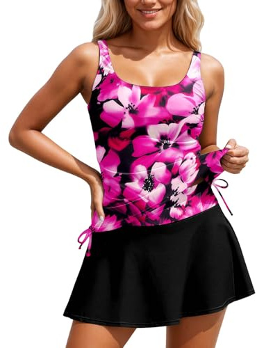 Axelbandslös tankini baddräkt med samlad bandeau topp, tvådelad baddräkt för kvinnor, perfekt för strandsemester, fritid på vattnet, ROSA, S