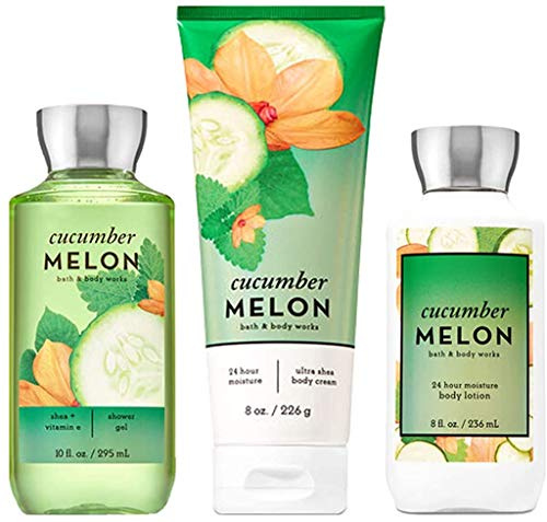 Bath & Body Works Signature Collection Geschenkset Gurkenmelone ~ Körpercreme ~ Duschgel & Bodylotion 3 Stück