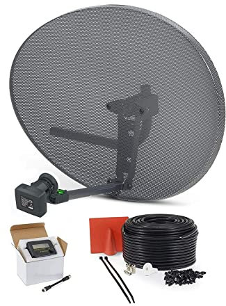 SSL Satellites Zone 2 Satellite Dish Quad LNB + 5 Meter Black RG6 Cable FTA Signal Pointer Satellite SKY, SKY+, HD, Freesat TV Signal Finder Caravan Motorhome Satellite System Box Kit